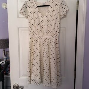 Polka Dot V-Neck Short Sleeve Midi Dress